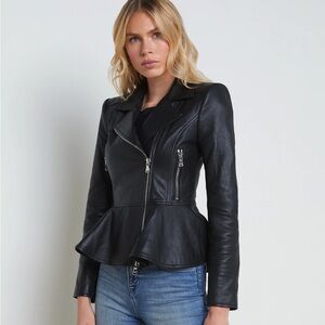 L’agence Lyric Leather Peplum Jacket